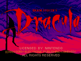 Bram Stoker's Dracula title screen for Super Nintendo